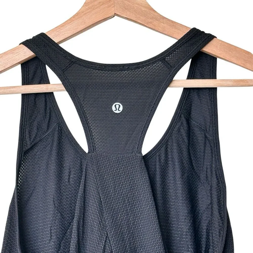 Lululemon 6 Just Pleat It Tank Black Pleated Mesh Back Panel Active